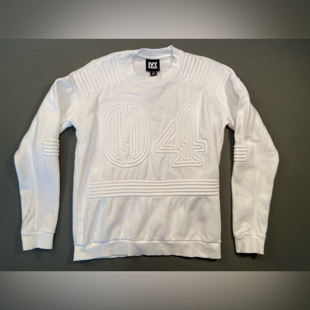 Ivy Park Beyonce Corded 04 White Cotton sweatshirt crew neck size XS Embossed